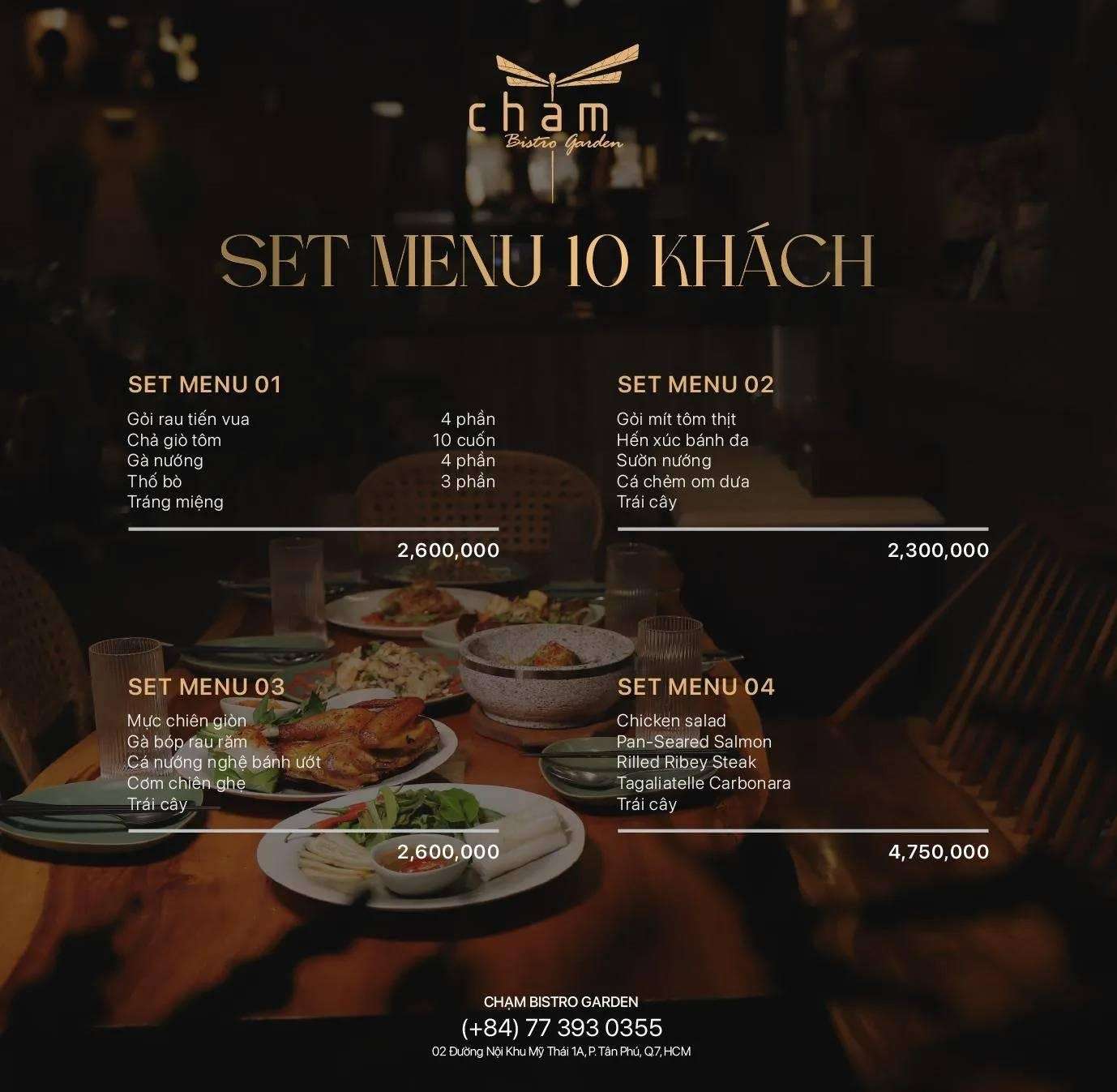 Set Menu cho 10 khách