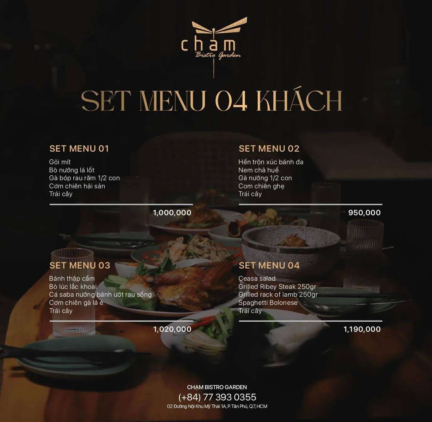 Set Menu cho 4 khách