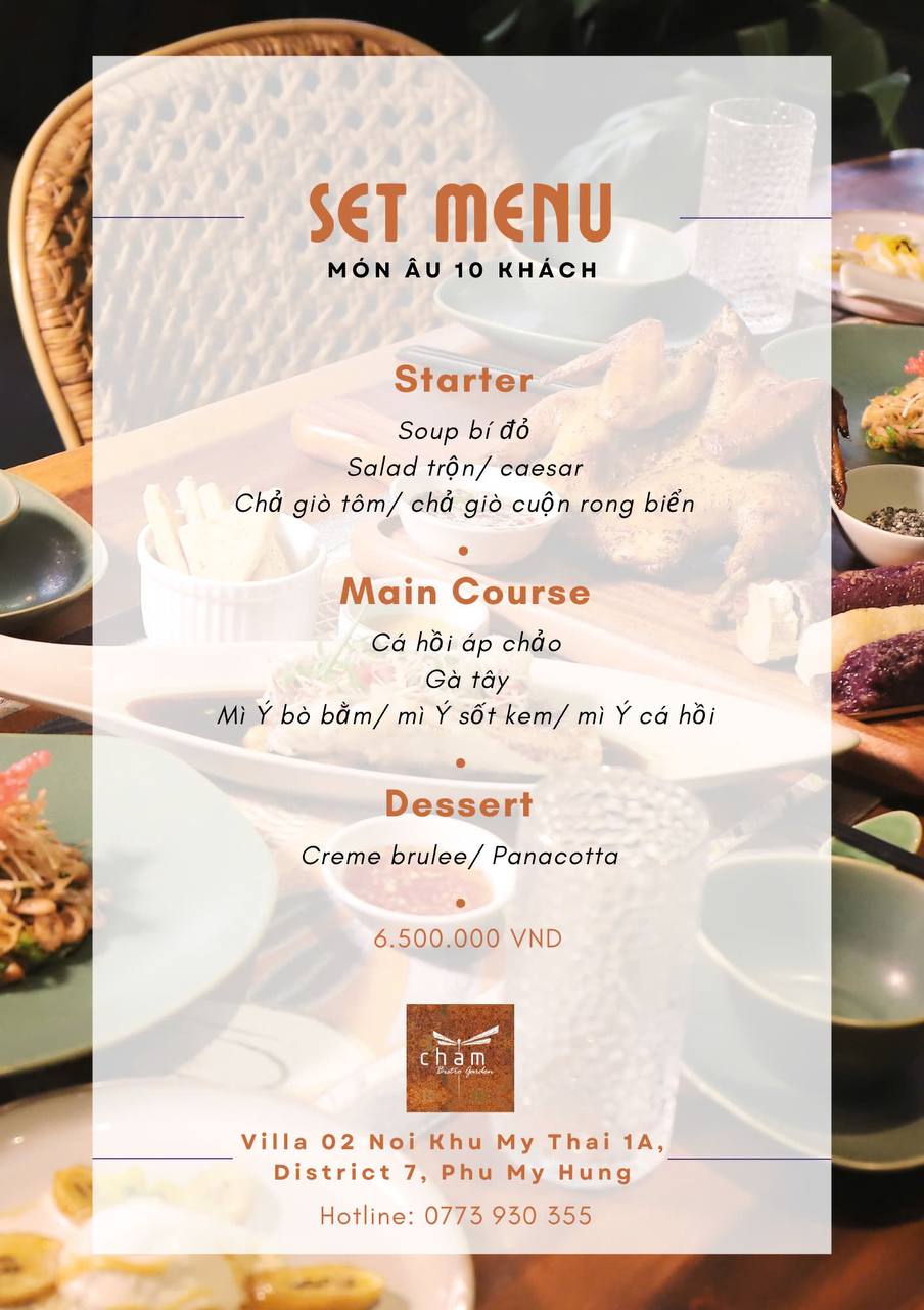 Thực đơn được thực khách yêu thích tại Chạm
