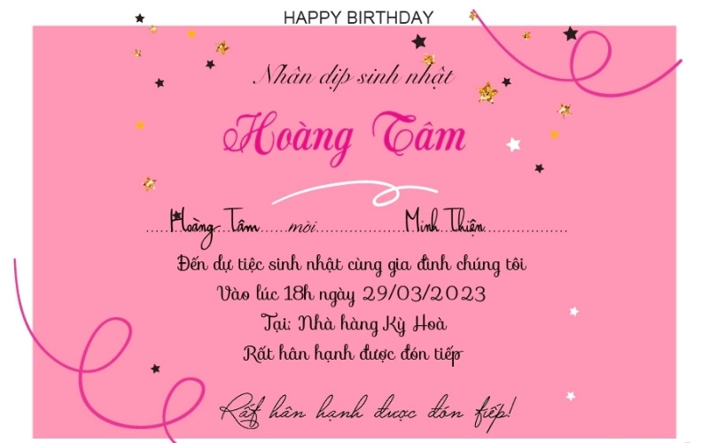 Một thư mời dự tiệc phải có đầy đủ các thông tin cần thiết