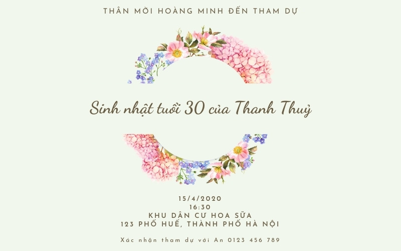 Lời mời dự tiệc thân mật cho người thân